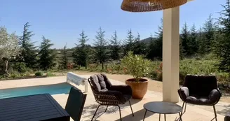Villa Carpe Diem, gîte bien-être 4 * accessible PMR, climatisation /mini-piscine privée, SPA et sauna 2-3 personnes SUD Ardèche