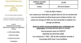 tarifs 2025-2026