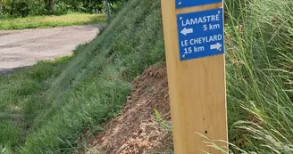 Panneau liaison vélo Saint-Agrève - Lamastre