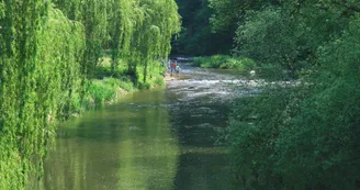 La rivière Sarthe à Saint-Léonard-des-Bois (Sarthe) La rivière Sarthe à Saint-Léonard-des-Bois (Sarthe)